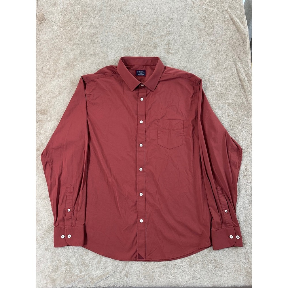 UNTUCKit Performance Slim Fit Shirt Men's Size 2XL Gironde Red Nylon Stretch EUC